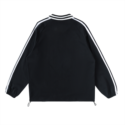 Minimal Traveler Contrast Striped Lapel Collar Sweatshirt