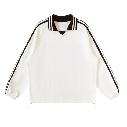 Minimal Traveler Contrast Striped Lapel Collar Sweatshirt