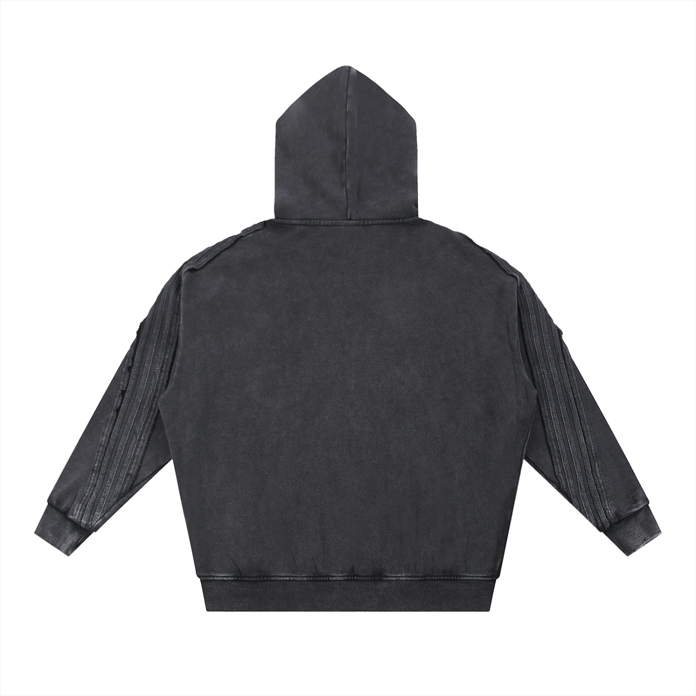 Minimal Traveler Snow Washed Tape Raw Edge Zip Hoodie