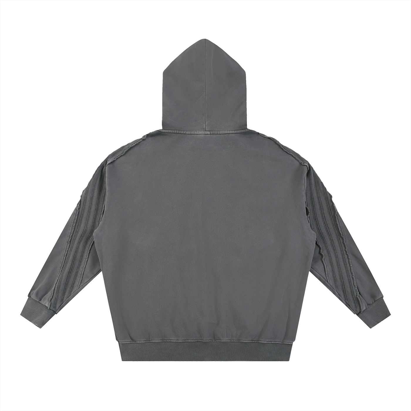 Minimal Traveler Snow Washed Tape Raw Edge Zip Hoodie