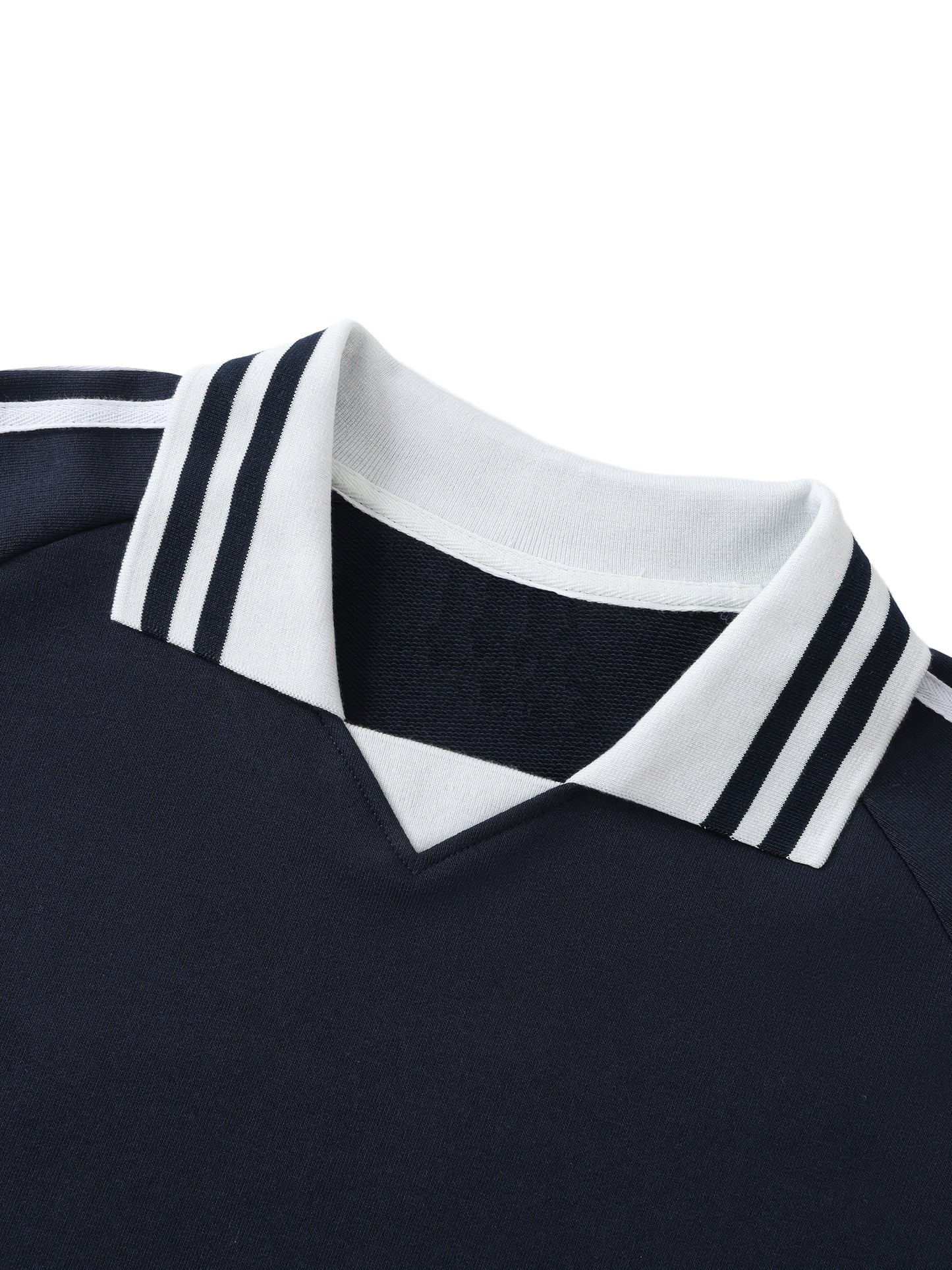 Minimal Traveler Contrast Striped Lapel Collar Sweatshirt
