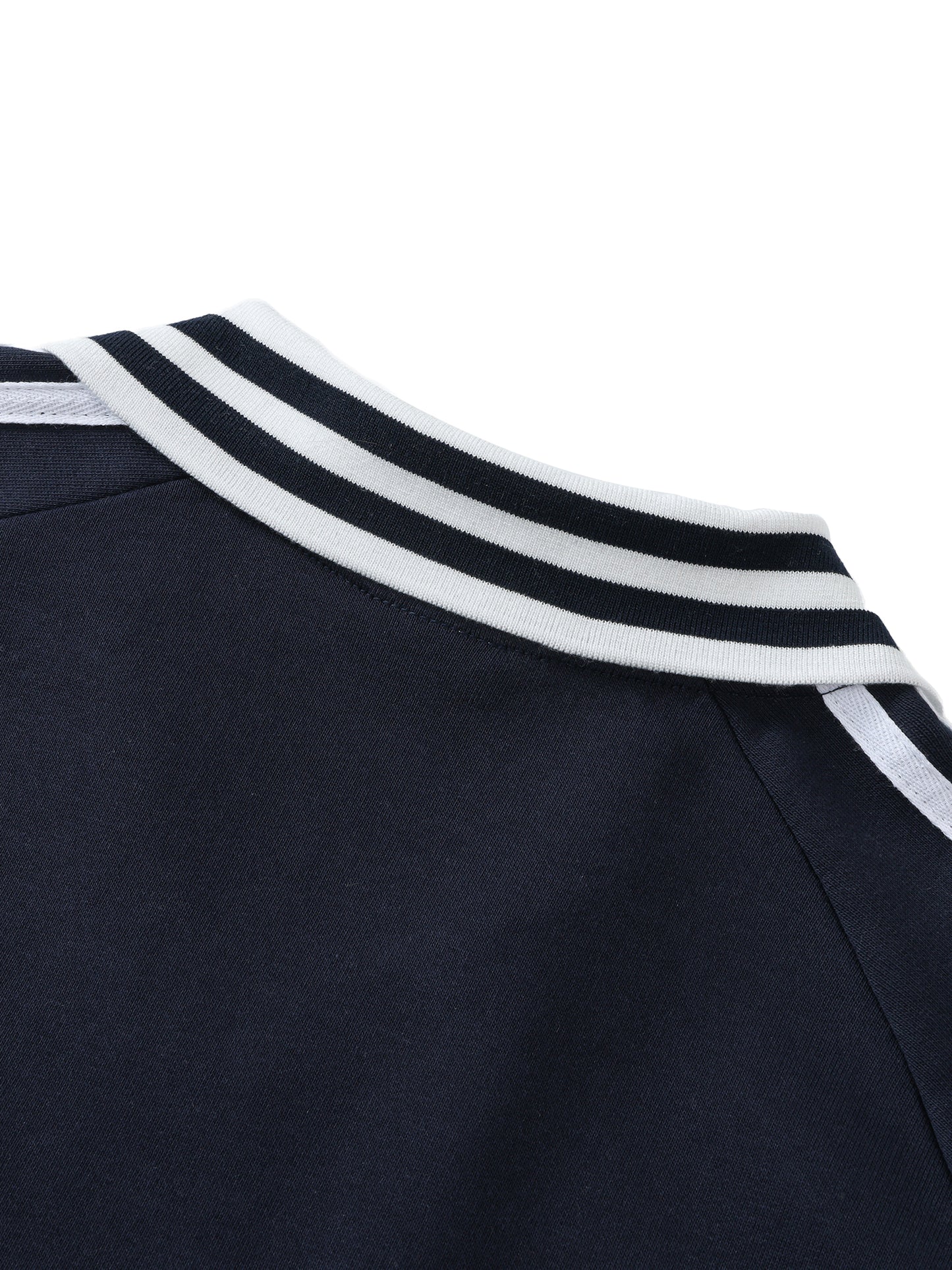 Minimal Traveler Contrast Striped Lapel Collar Sweatshirt