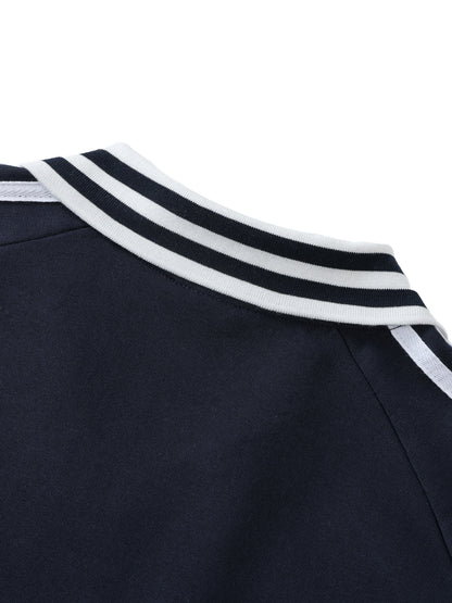 Minimal Traveler Contrast Striped Lapel Collar Sweatshirt