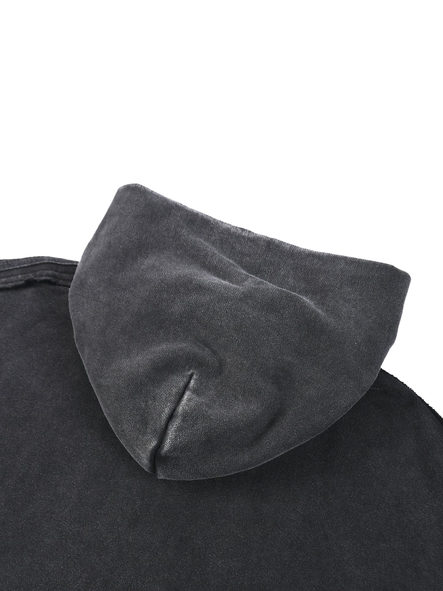 Minimal Traveler Snow Washed Tape Raw Edge Zip Hoodie